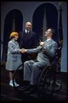 R-L) Shelley Bruce as Annie, Reid Shelton as Daddy Warbucks and Raymond Thorne as FDR in a scene from the Broadway production of the musical "Annie."