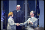 R-L) Shelley Bruce as Annie, Reid Shelton as Daddy Warbucks and Raymond Thorne as FDR in a scene from the Broadway production of the musical "Annie."