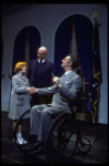 R-L) Shelley Bruce as Annie, Reid Shelton as Daddy Warbucks and Raymond Thorne as FDR in a scene from the Broadway production of the musical "Annie."