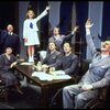 Shelley Bruce as Annie (3R), Reid Shelton as Daddy Warbucks (R) and Raymond Thorne as FDR (2L) in a scene from the Broadway production of the musical "Annie."