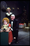 Shelley Bruce as Annie, Sandy Faison as Grace and Reid Shelton as Daddy Warbucks w. Sandy in a scene from the Broadway production of the musical "Annie."