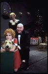 Shelley Bruce as Annie, Sandy Faison as Grace and Reid Shelton as Daddy Warbucks w. Sandy in a scene from the Broadway production of the musical "Annie."