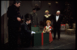 Shelley Bruce as Annie, Sandy Faison as Grace and Reid Shelton as Daddy Warbucks w. Sandy in a scene from the Broadway production of the musical "Annie."