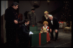 Shelley Bruce as Annie, Sandy Faison as Grace and Reid Shelton as Daddy Warbucks w. Sandy in a scene from the Broadway production of the musical "Annie."