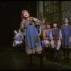 Actress Sarah Jessica Parker (R) w. orphans in a scene from the Broadway production of the musical "Annie."