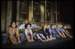 Actresses Shelley Bruce as Annie (C) and Sarah Jessica Parker (R) w. orphans in a scene from the Broadway production of the musical "Annie."