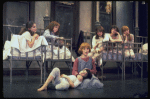 Actresses Shelley Bruce as Annie (C) and Sarah Jessica Parker (R) w. orphans in a scene from the Broadway production of the musical "Annie."