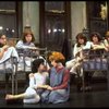 Actresses Shelley Bruce as Annie (C) and Sarah Jessica Parker (R) w. orphans in a scene from the Broadway production of the musical "Annie."