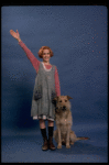 Actress Sarah Jessica Parker as Annie w. Sandy in a scene from the Broadway production of the musical "Annie."