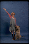 Actress Sarah Jessica Parker as Annie w. Sandy in a scene from the Broadway production of the musical "Annie."