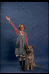 Actress Sarah Jessica Parker as Annie w. Sandy in a scene from the Broadway production of the musical "Annie."