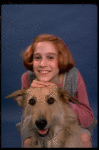 Actress Sarah Jessica Parker as Annie w. Sandy in a scene from the Broadway production of the musical "Annie."