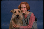 Actress Sarah Jessica Parker as Annie w. Sandy in a scene from the Broadway production of the musical "Annie."