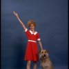 Actress Sarah Jessica Parker as Annie w. Sandy in a scene from the Broadway production of the musical "Annie."