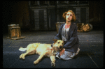 Actress Sarah Jessica Parker as Annie w. Sandy in a scene from the Broadway production of the musical "Annie."