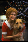 Actress Sarah Jessica Parker as Annie w. Sandy in a scene from the Broadway production of the musical "Annie."