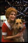 Actress Sarah Jessica Parker as Annie w. Sandy in a scene from the Broadway production of the musical "Annie."