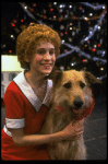 Actress Sarah Jessica Parker as Annie w. Sandy in a scene from the Broadway production of the musical "Annie."