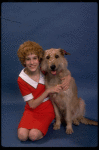 Actress Sarah Jessica Parker as Annie w. Sandy in a scene from the Broadway production of the musical "Annie."