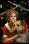 Actress Sarah Jessica Parker as Annie w. Sandy in a scene from the Broadway production of the musical "Annie."