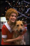 Actress Sarah Jessica Parker as Annie w. Sandy in a scene from the Broadway production of the musical "Annie."