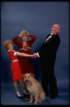 Sarah Jessica Parker as Annie, Reid Shelton as Daddy Warbucks, and Alice Ghostley as Miss Hannigan w. Sandy from the Broadway production of the musical "Annie."