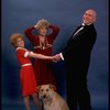Sarah Jessica Parker as Annie, Reid Shelton as Daddy Warbucks, and Alice Ghostley as Miss Hannigan w. Sandy from the Broadway production of the musical "Annie."