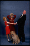 Sarah Jessica Parker as Annie, Reid Shelton as Daddy Warbucks, and Alice Ghostley as Miss Hannigan w. Sandy from the Broadway production of the musical "Annie."