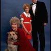 Sarah Jessica Parker as Annie, Reid Shelton as Daddy Warbucks, and Alice Ghostley as Miss Hannigan w. Sandy from the Broadway production of the musical "Annie."