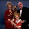 Sarah Jessica Parker as Annie, Reid Shelton as Daddy Warbucks, and Alice Ghostley as Miss Hannigan w. Sandy from the Broadway production of the musical "Annie."