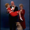 Sarah Jessica Parker as Annie, Reid Shelton as Daddy Warbucks, and Alice Ghostley as Miss Hannigan w. Sandy from the Broadway production of the musical "Annie."