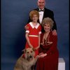 Sarah Jessica Parker as Annie, Reid Shelton as Daddy Warbucks, and Alice Ghostley as Miss Hannigan w. Sandy from the Broadway production of the musical "Annie."