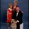 Sarah Jessica Parker as Annie, Reid Shelton as Daddy Warbucks, and Alice Ghostley as Miss Hannigan w. Sandy from the Broadway production of the musical "Annie."