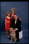 Sarah Jessica Parker as Annie, Reid Shelton as Daddy Warbucks, and Alice Ghostley as Miss Hannigan w. Sandy from the Broadway production of the musical "Annie."