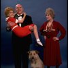 Sarah Jessica Parker as Annie, Reid Shelton as Daddy Warbucks, and Alice Ghostley as Miss Hannigan w. Sandy from the Broadway production of the musical "Annie."