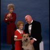 Sarah Jessica Parker as Annie, Reid Shelton as Daddy Warbucks, and Alice Ghostley as Miss Hannigan w. Sandy from the Broadway production of the musical "Annie."