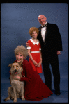 Sarah Jessica Parker as Annie, Reid Shelton as Daddy Warbucks, and Alice Ghostley as Miss Hannigan w. Sandy from the Broadway production of the musical "Annie."