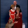 Sarah Jessica Parker as Annie, Reid Shelton as Daddy Warbucks, and Alice Ghostley as Miss Hannigan w. Sandy from the Broadway production of the musical "Annie."