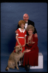 Sarah Jessica Parker as Annie, Reid Shelton as Daddy Warbucks, and Alice Ghostley as Miss Hannigan w. Sandy from the Broadway production of the musical "Annie."
