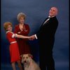 Sarah Jessica Parker as Annie, Reid Shelton as Daddy Warbucks, and Alice Ghostley as Miss Hannigan w. Sandy from the Broadway production of the musical "Annie."