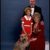 Sarah Jessica Parker as Annie, Reid Shelton as Daddy Warbucks, and Alice Ghostley as Miss Hannigan w. Sandy from the Broadway production of the musical "Annie."