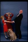 Sarah Jessica Parker as Annie, Reid Shelton as Daddy Warbucks, and Alice Ghostley as Miss Hannigan w. Sandy from the Broadway production of the musical "Annie."