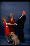 Sarah Jessica Parker as Annie, Reid Shelton as Daddy Warbucks, and Alice Ghostley as Miss Hannigan w. Sandy from the Broadway production of the musical "Annie."
