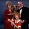 Sarah Jessica Parker as Annie, Reid Shelton as Daddy Warbucks, and Alice Ghostley as Miss Hannigan w. Sandy from the Broadway production of the musical "Annie."