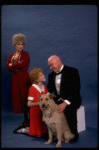 Sarah Jessica Parker as Annie, Reid Shelton as Daddy Warbucks, and Alice Ghostley as Miss Hannigan w. Sandy from the Broadway production of the musical "Annie."