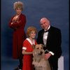 Sarah Jessica Parker as Annie, Reid Shelton as Daddy Warbucks, and Alice Ghostley as Miss Hannigan w. Sandy from the Broadway production of the musical "Annie."