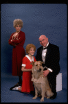 Sarah Jessica Parker as Annie, Reid Shelton as Daddy Warbucks, and Alice Ghostley as Miss Hannigan w. Sandy from the Broadway production of the musical "Annie."