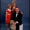Sarah Jessica Parker as Annie, Reid Shelton as Daddy Warbucks, and Alice Ghostley as Miss Hannigan w. Sandy from the Broadway production of the musical "Annie."