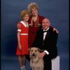 Sarah Jessica Parker as Annie, Reid Shelton as Daddy Warbucks, and Alice Ghostley as Miss Hannigan w. Sandy from the Broadway production of the musical "Annie."