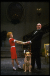 Sarah Jessica Parker as Annie and Reid Shelton as Daddy Warbucks w. Sandy in a scene from the Broadway production of the musical "Annie."